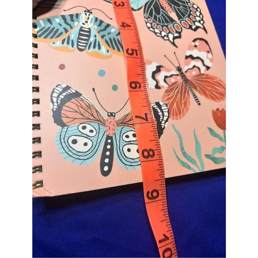New Butterfly Spiral Notebook in Peach and Teal 100 Page